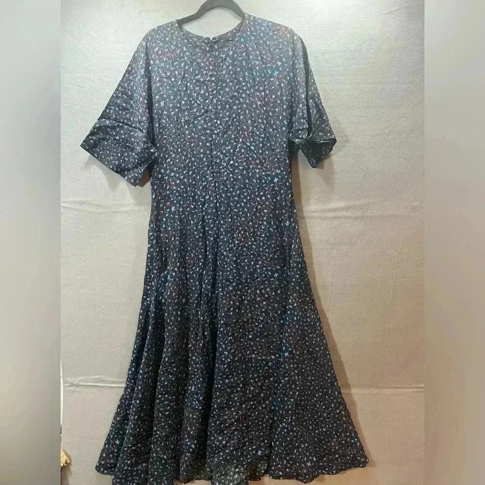 COS Maxi Dress Flowy Navy Blue Floral Women's Size 10